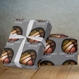 Papel De Regalo Nacimiento de Deportes de Baloncesto Naranja Negro