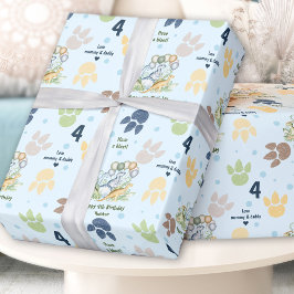 Papel De Regalo Nacimiento de Dinosaurio Nacimiento Verde Azul Nom