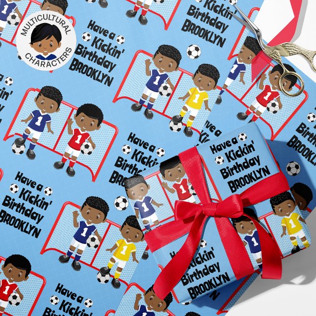 Papel De Regalo Nacimiento de fútbol de Black Boy Personalizado (Subido por el creador)