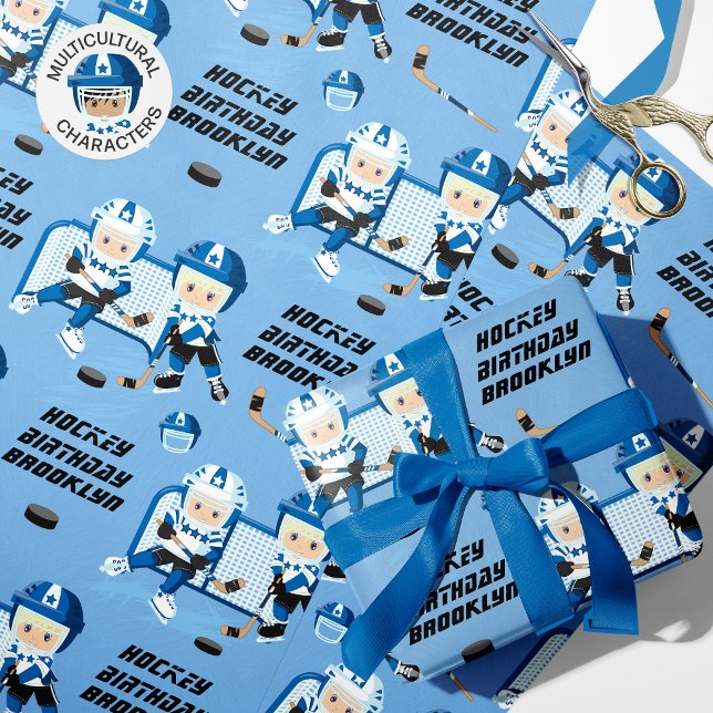 Papel De Regalo Nacimiento de Hockey Blonde Boy Personalizado (Subido por el creador)