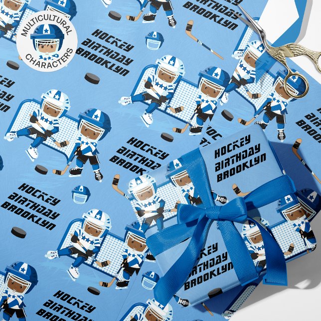 Papel De Regalo Nacimiento de Hockey sobre Chico Negro Personaliza (Subido por el creador)