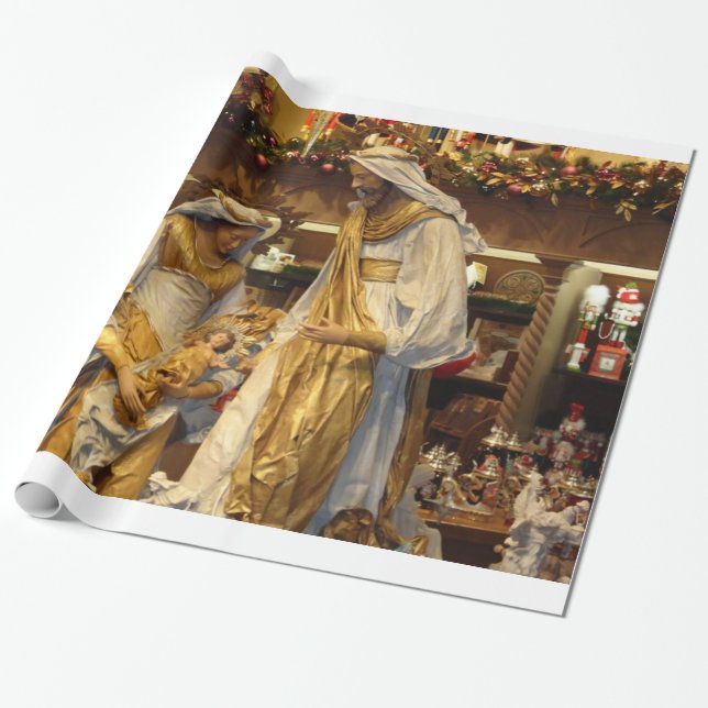 Papel De Regalo Nacimiento de Jesús con Maria y José (Desenrollado)