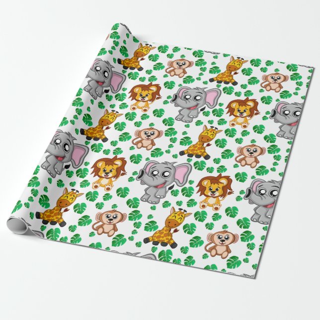 Papel De Regalo Nacimiento de la selva de Personalizado animal de  (Desenrollado)