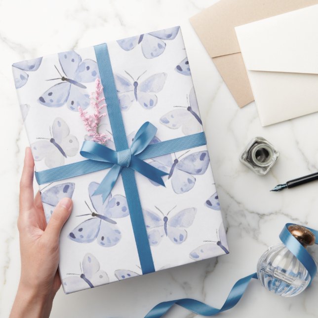 Papel De Regalo Nacimiento de las mariposas blancas púrpura (Regalar)