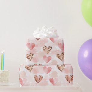 Papel De Regalo Nacimiento de los corazones de impresión de leopar