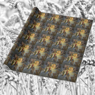 Papel De Regalo Nacimiento de Navidad Vintage con Magos visitantes