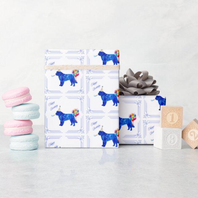 Papel De Regalo Nacimiento de perros de Terranova (Baby Shower)