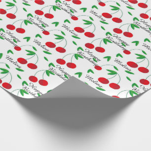 Papel De Regalo Nacimiento de verano de las cerezas rojas