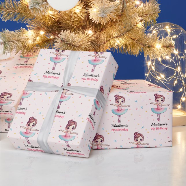 Papel De Regalo Nacimiento del Ballet Ballerina Personalizado (Vacaciones)