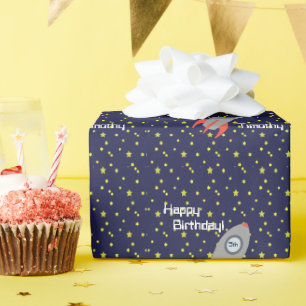 Papel De Regalo Nacimiento del barco de cohete retro