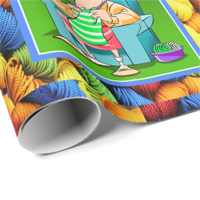 Papel De Regalo Nacimiento del Día de la Madre de una mujer yarn c (Esquina del rollo)