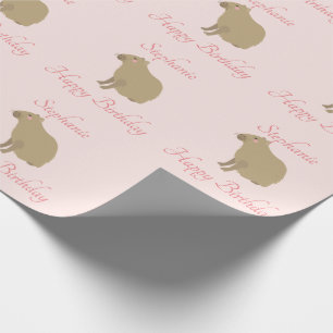 Papel De Regalo Nacimiento del patrón de capibara rosado personal