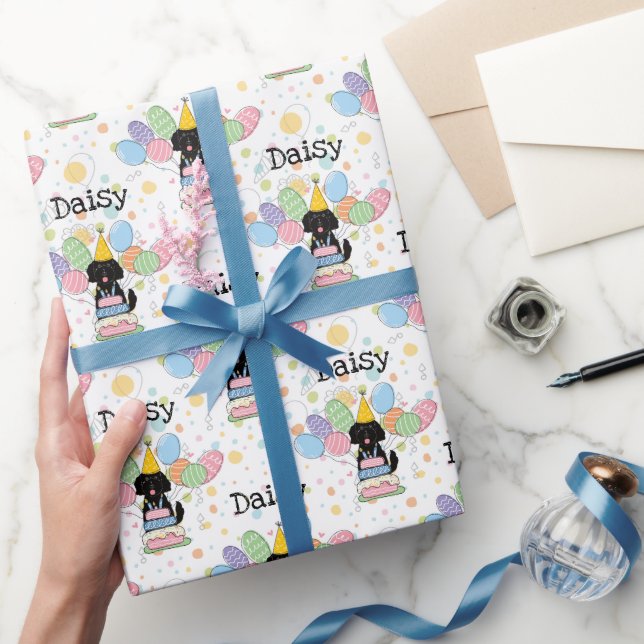 Papel De Regalo Nacimiento del perro de Goldendoodle negro (Regalar)