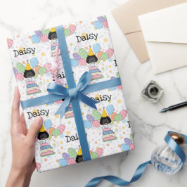 Papel De Regalo Nacimiento del perro Labradoodle Blanco Negro