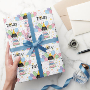 Papel De Regalo Nacimiento del perro Labradoodle Blanco Negro