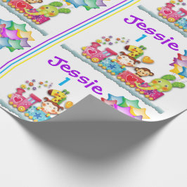 Papel De Regalo Nacimiento del tren animal Personalización Nombre 