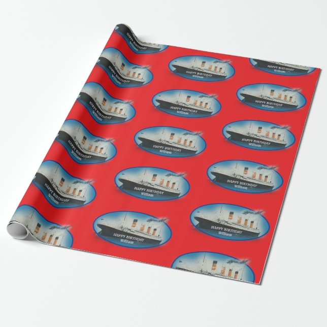 Papel De Regalo Nacimiento Día Rojo Personalizado Titanic Wrapping (Desenrollado)