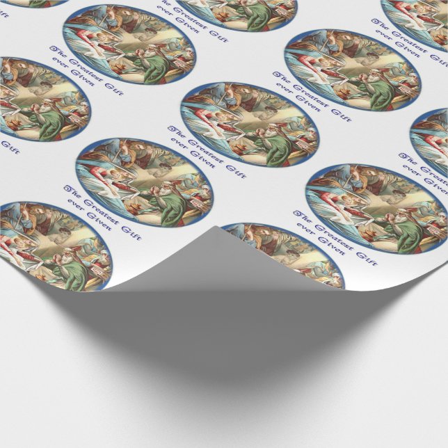 Papel De Regalo Nacimiento Escena Cristiano (Esquina)