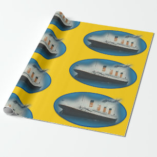 Papel De Regalo Nacimiento Titanical Amarillo RMS Barco de la Líne
