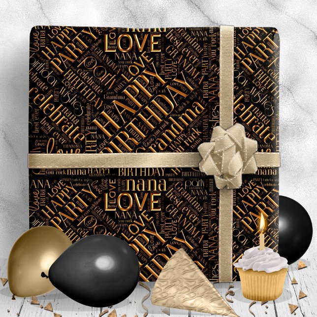 Papel De Regalo Nacimiento Word Cloud Grandma Gold ID276 (Subido por el creador)