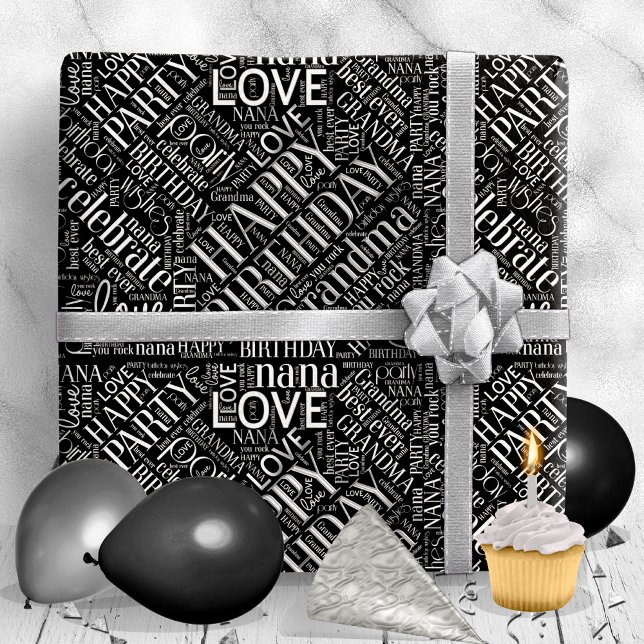 Papel De Regalo Nacimiento Word Cloud Grandma Silver ID276 (Subido por el creador)