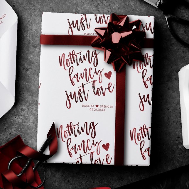Papel De Regalo Nada Fancy Just Love | Boda Rojo Crimson Oscuro (Subido por el creador)