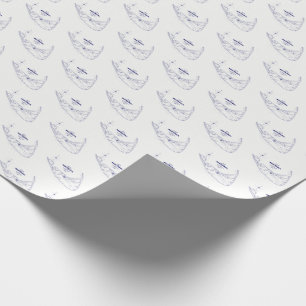 Papel De Regalo Nantucket Island MAMÁES Vintage Map Navy Blue