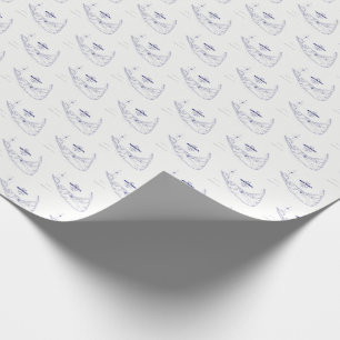 Papel De Regalo Nantucket Island MAMÁES Vintage Map Navy Blue