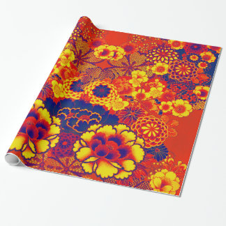 Papel De Regalo Naranja AMARILLO FLOWERS Peony, Rosas floral japon