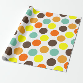 Papel De Regalo Naranja, amarillo, marrón, puntos azules