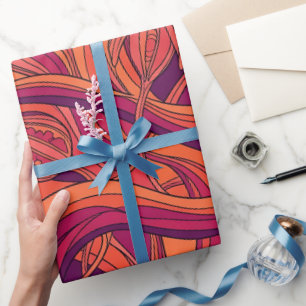 Papel de regalo naranja atardecer con vaina de sem