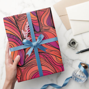 Papel de regalo naranja atardecer de palmera abstr