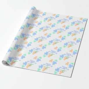 Papel De Regalo Naranja azul color de agua verde inviernoGracias