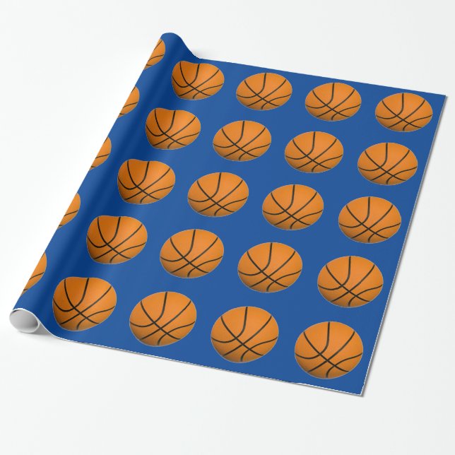 Papel De Regalo Naranja azul de baloncesto (Desenrollado)