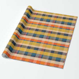 Papel De Regalo Naranja azul mostaza del patrón retro moderno