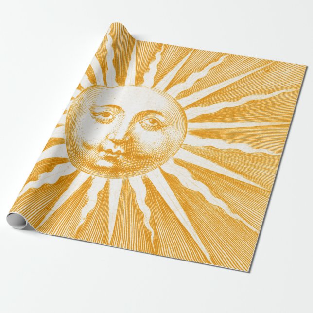 Papel De Regalo Naranja beige antiguo  amarillo cara de sol amaril (Desenrollado)