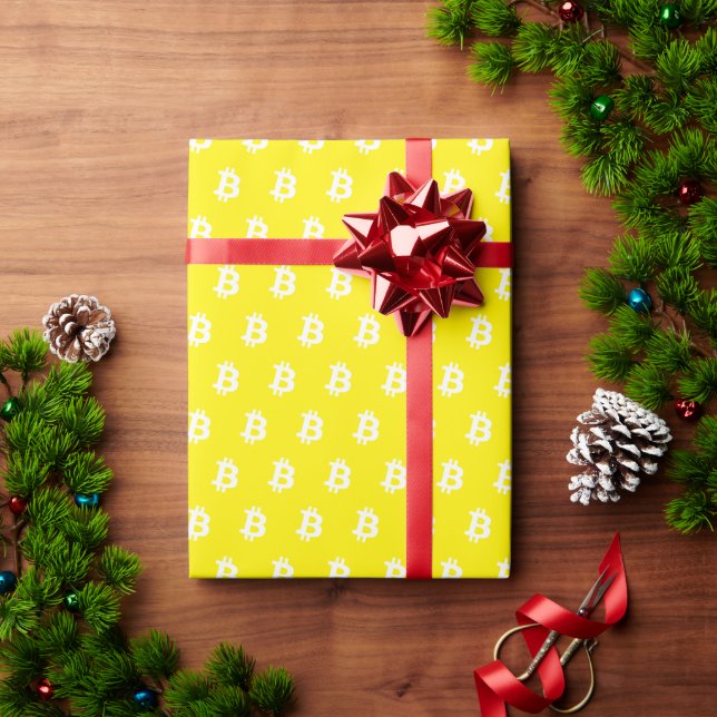 Papel De Regalo Naranja Bitcoin (Regalo de vacaciones)