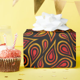 Papel De Regalo Naranja Black Floral Paisley Pattern Guay Moderno