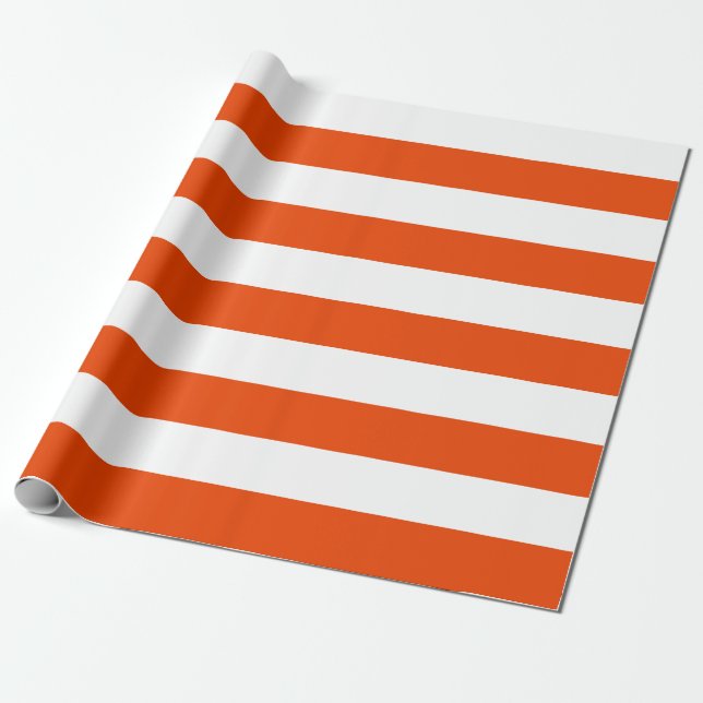 Papel De Regalo Naranja brillante extra grande y franjas blancas (Desenrollado)