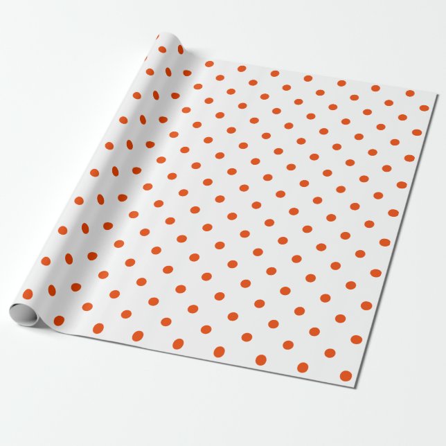Papel De Regalo Naranja brillante Punto Polka en blanco grande (Desenrollado)
