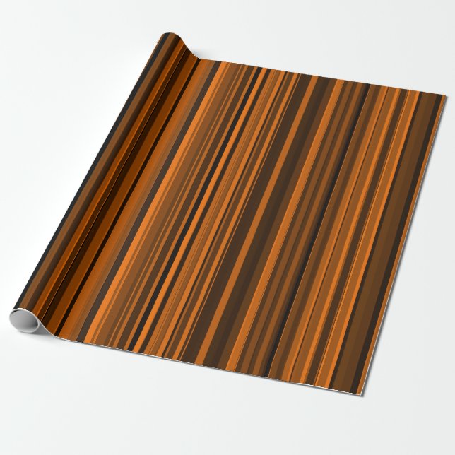 Papel De Regalo Naranja Brown Black Stripes (Desenrollado)