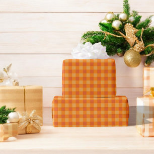 Papel De Regalo Naranja Buffalo Plaid Holiday