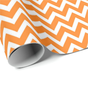 Papel De Regalo Naranja Chevron