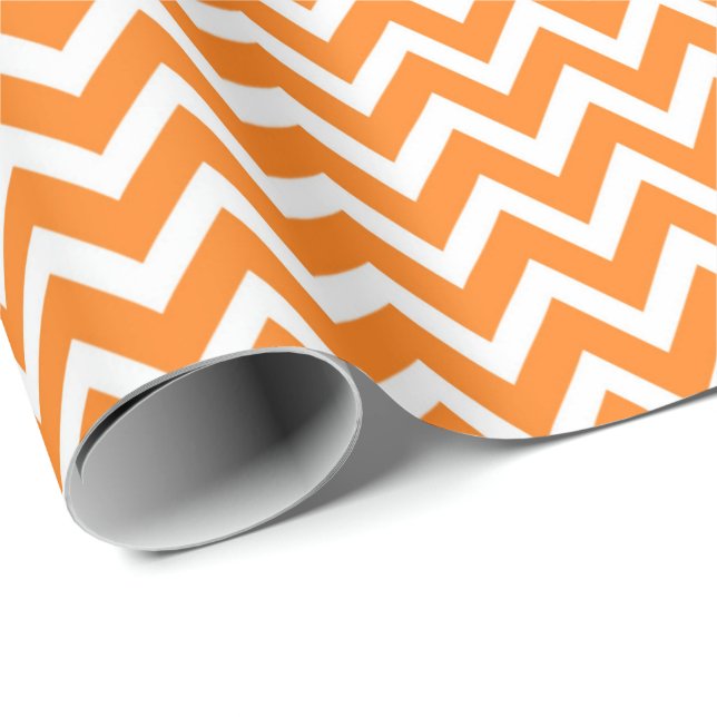 Papel De Regalo Naranja Chevron (Esquina del rollo)