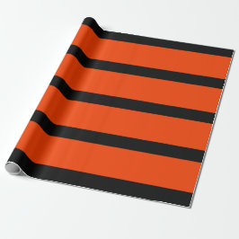 Papel De Regalo Naranja clásico y tiras de lápiz negro Halloween