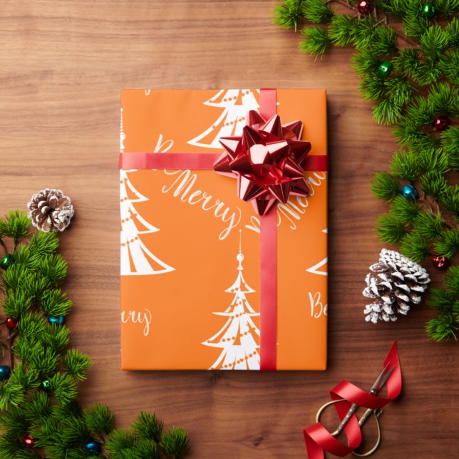 Papel De Regalo Naranja contemporáneo y Navidades blancos (Subido por el creador)