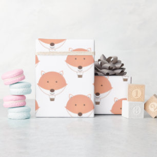 Papel De Regalo Naranja Cutto White Fox Hot Air Balloon Baby Showe