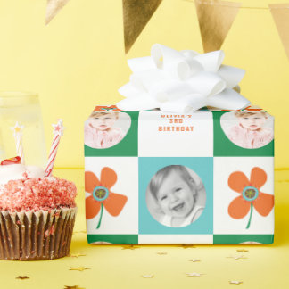 Papel De Regalo Naranja Daisy Pop Flower Moda Regalo de foto de cu