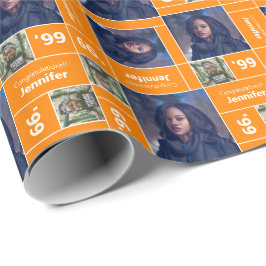 Papel De Regalo Naranja de año de clase de graduación fotográfica