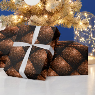 Papel De Regalo Naranja de bronce purpurina marrón brillante patró